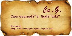 Cseresznyés Győző névjegykártya